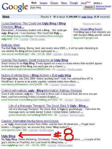 Google results placement