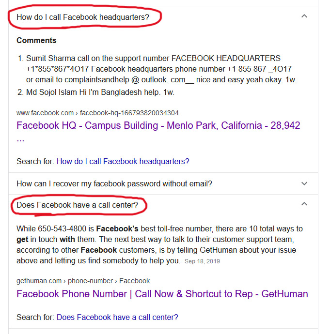 Google Facebook Support