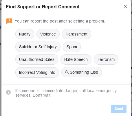 Facebook report post