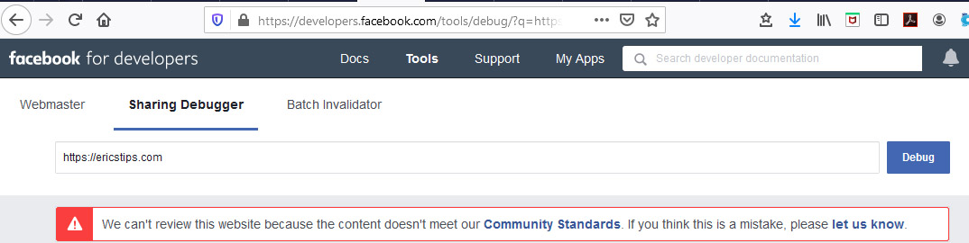 Facebook Sharing Debugger