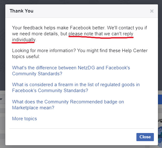 Facebook Feedback Form